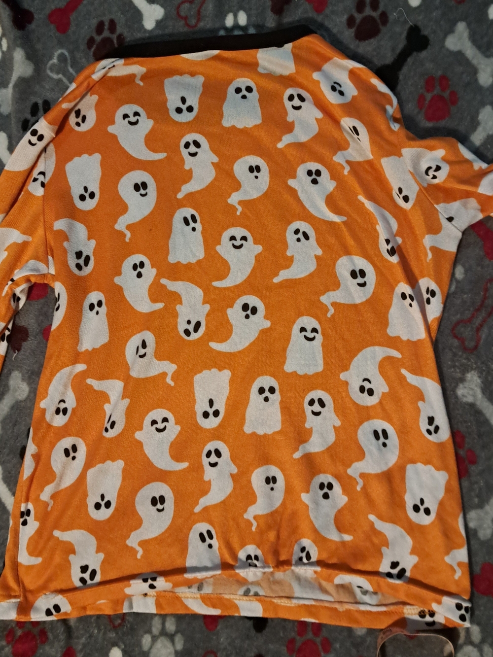 Kids Orange Ghost Print Pajama Top